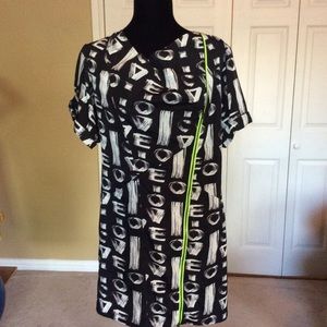 Rachael Roy Faux Wrap Diagonal  Zipper Dress